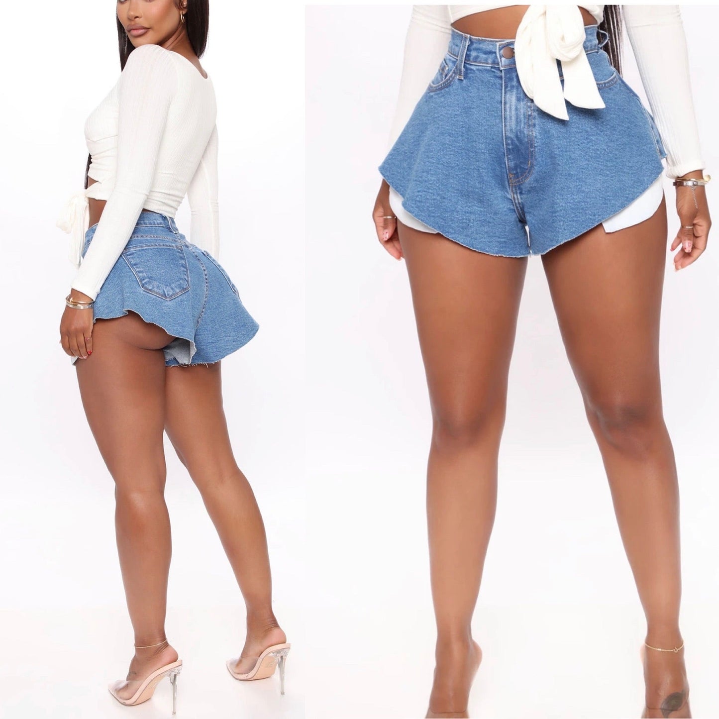 Baddie Flowy Denim-Shorts