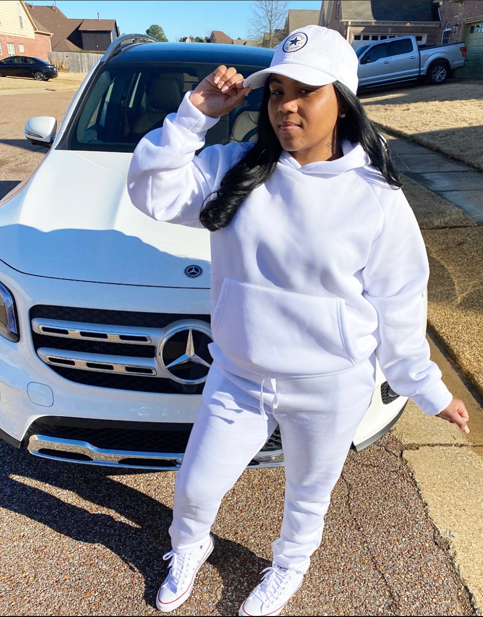 So ICY Pullover Jogger Set-White